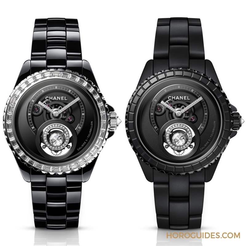 因為香奈兒CHANEL第五枚自制機芯Caliber 5，陀飛輪的運行開始發光｜J12鉆石陀飛輪腕表-復刻表