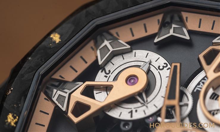 為這道剛硬厚實的輪廓，撒金｜Corum Admiral 45海軍上將飛行陀飛輪鏤空自動腕表-復(fù)刻表