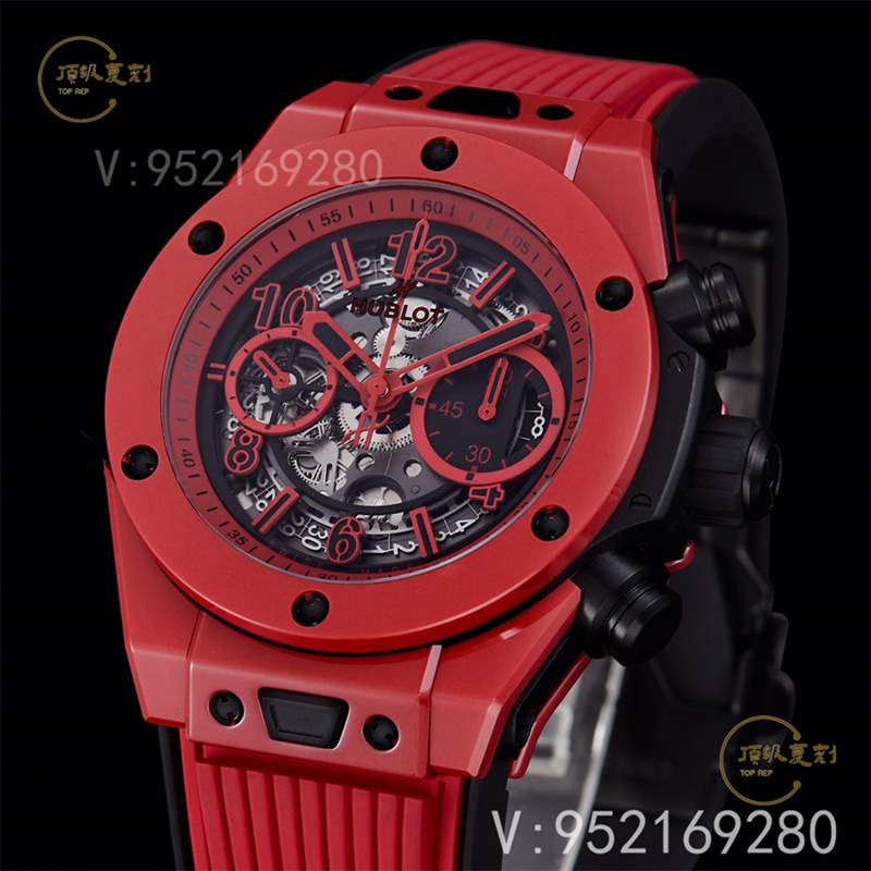 彩色陶瓷工藝展現-BBF廠宇舶恒寶big bang大爆炸法拉利紅色復刻表-復刻表