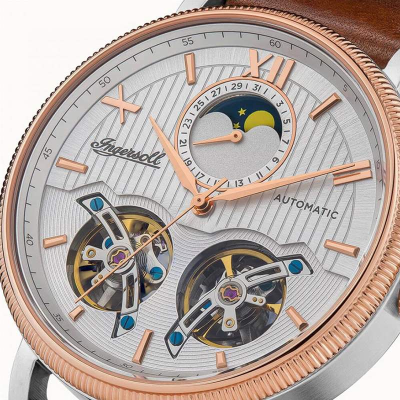 英格索好萊塢月相功能雙陀飛輪自動腕表-復刻表