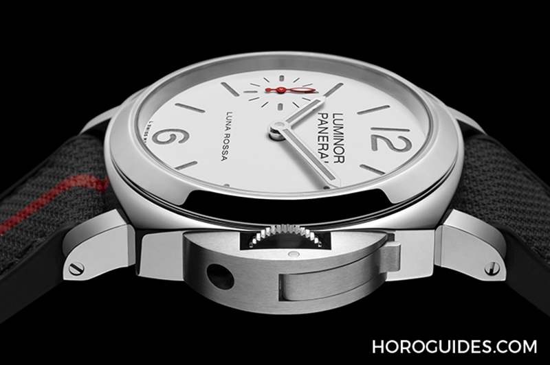消光白表盤、紅色小秒針，純凈又搶眼｜Panerai Luminor Luna Rossa腕表PAM01342-復刻表